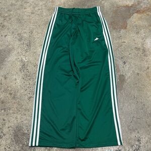 Y2K Adidas Track Pants Men’s Medium Green White Classic Baggy Streetwear Gym 00s